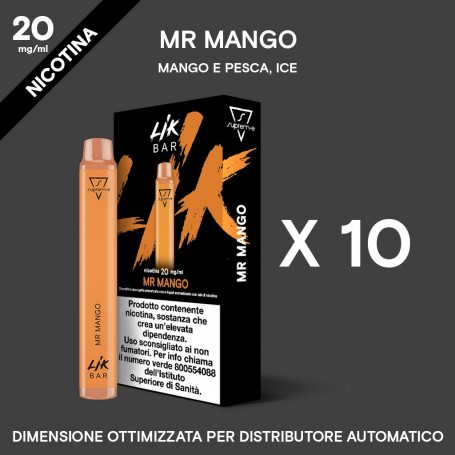 LIK BAR - conf 10 pz - MR MANGO Nic 20 - Confezione Pacchetto 100'S