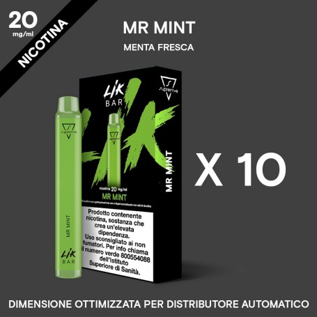 LIK BAR - conf 10 pz - MR MINT Nic 20 - Confezione Pacchetto 100'S