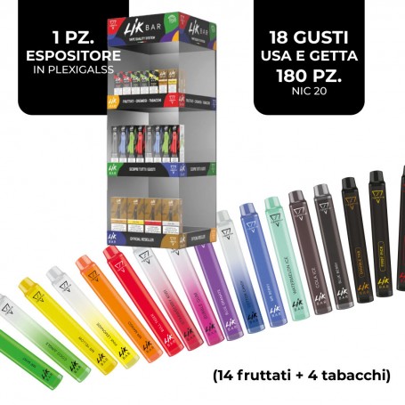 - EXPO PLEXI 21 GUSTI USA E GETTA - 210 pz Nic 20 (17 fruttati + 4 tabacchi + Espositore Omaggio)