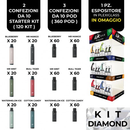 - LIK BAR STILL - KIT DIAMOND 6 GUSTI ( Starter kit 120pz Nic 20 + Pod 360pz Nic 20 )