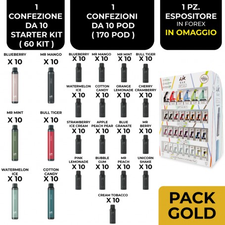 - LIK BAR STILL - PACK GOLD (Starter kit 60pz Nic 20 + Pod 170pz Nic 20)